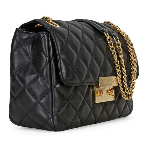 michael kors sloan extra large quilted shoulder bag black|Michael Kors leather shoulder bag.